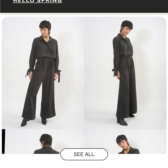 The Meg Black Bloaker Silky Belted Long Sleeve Jumpsuit - NWT - Picture 3 of 15